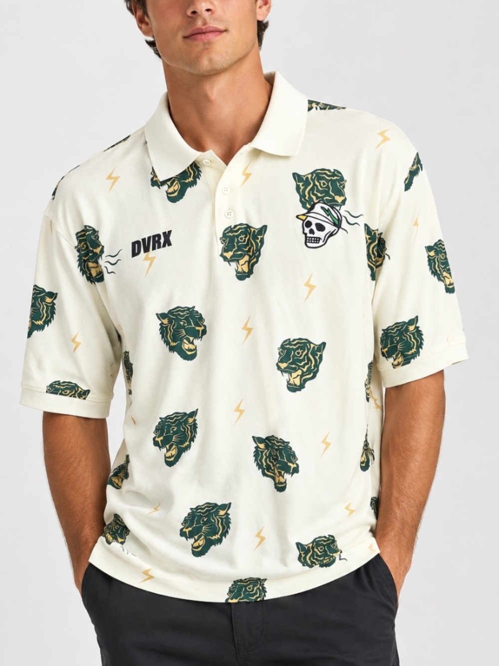 Devereux Golf NWT Men’s XXL Tiger Skull Print Performance Polo Golf DVRX